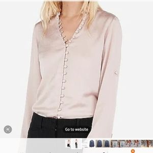 EXPRESS Portofino Slim Size Small Ruffle Collar Blouse Pink New With Tags